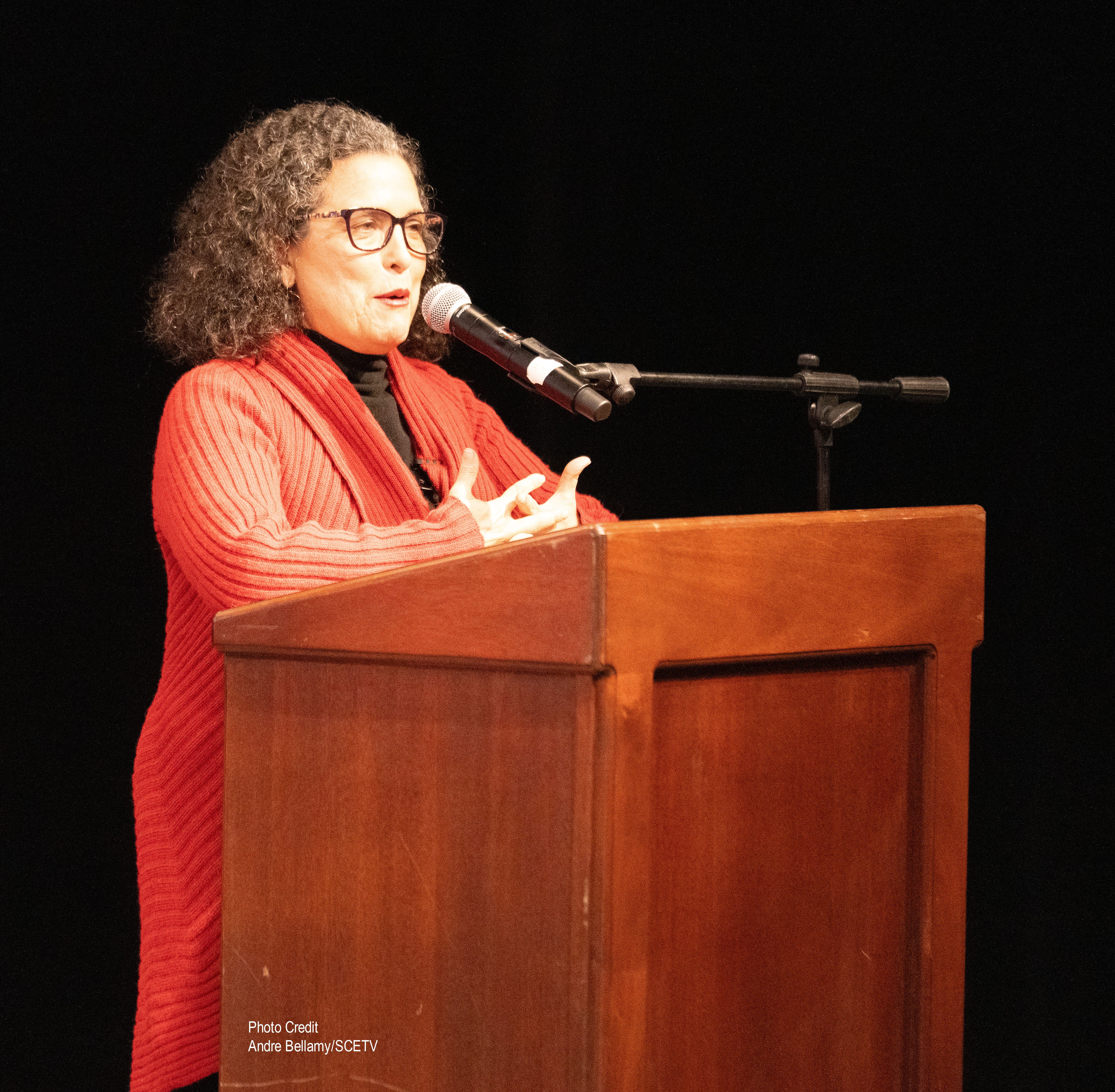 Dr. Debbie Billings speaking at SCETV's Palmetto Perspectives series.